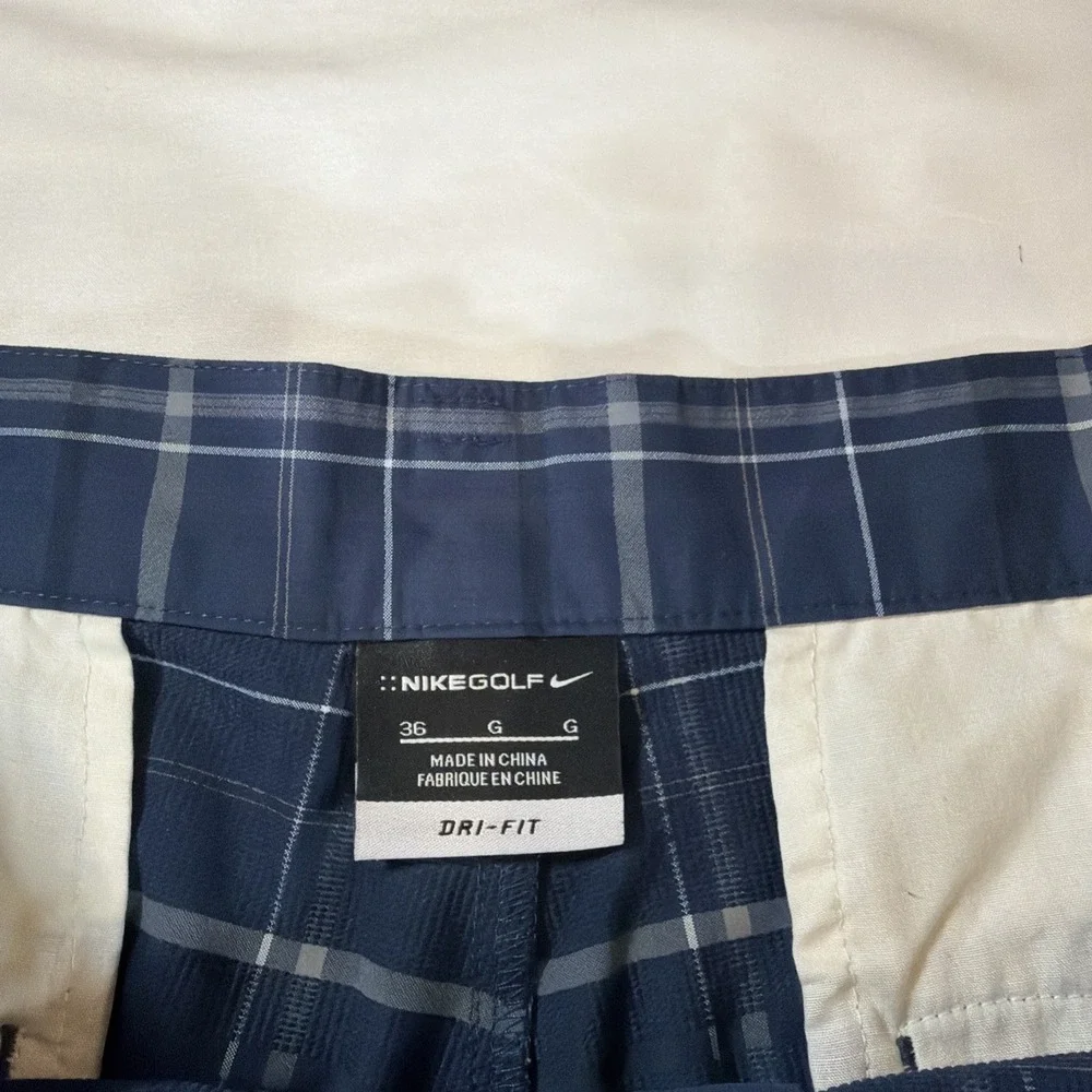 Nike Golf Dri-Fit Shorts Mens 36 Blue‎ Plaid Polyester Spandex Performance - Picture 2 of 9
